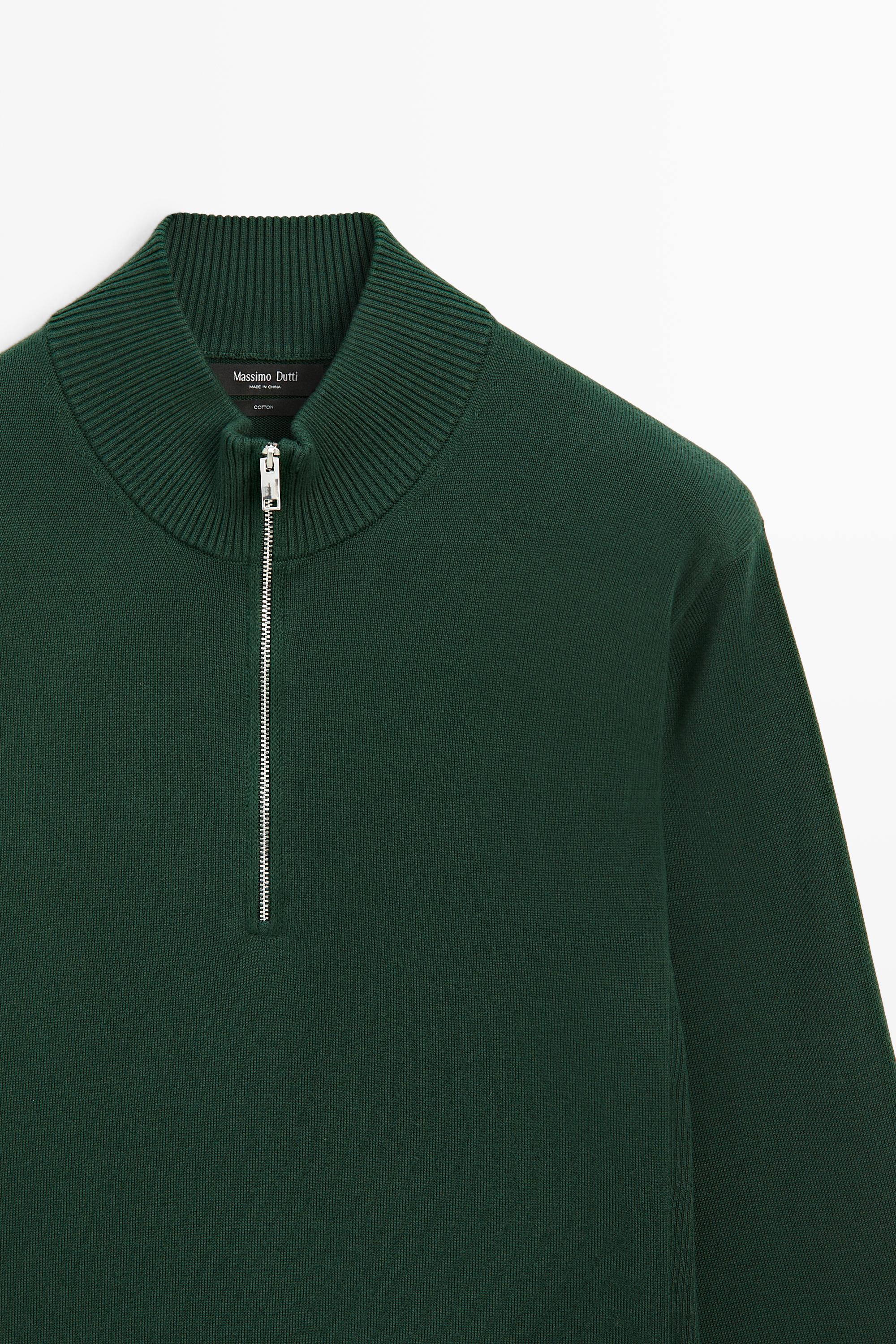 Mock neck zip knit sweater