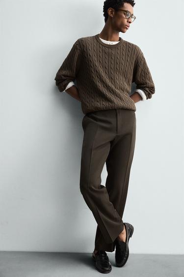 100% WOOL REGULAR FIT TROUSERS - Black / Brown by Zara - Image 4