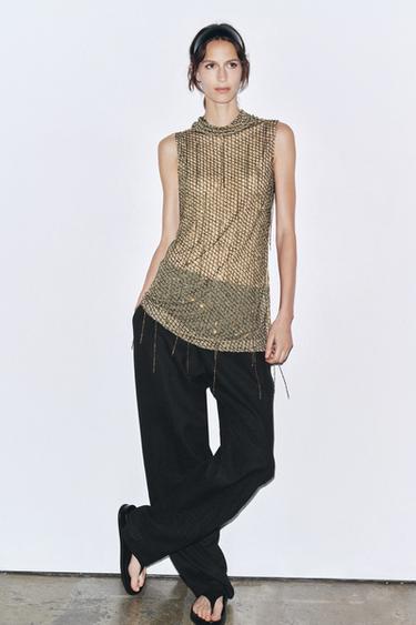 EMBROIDERED BEADED MINI DRESS - Golden by Zara - Image 5
