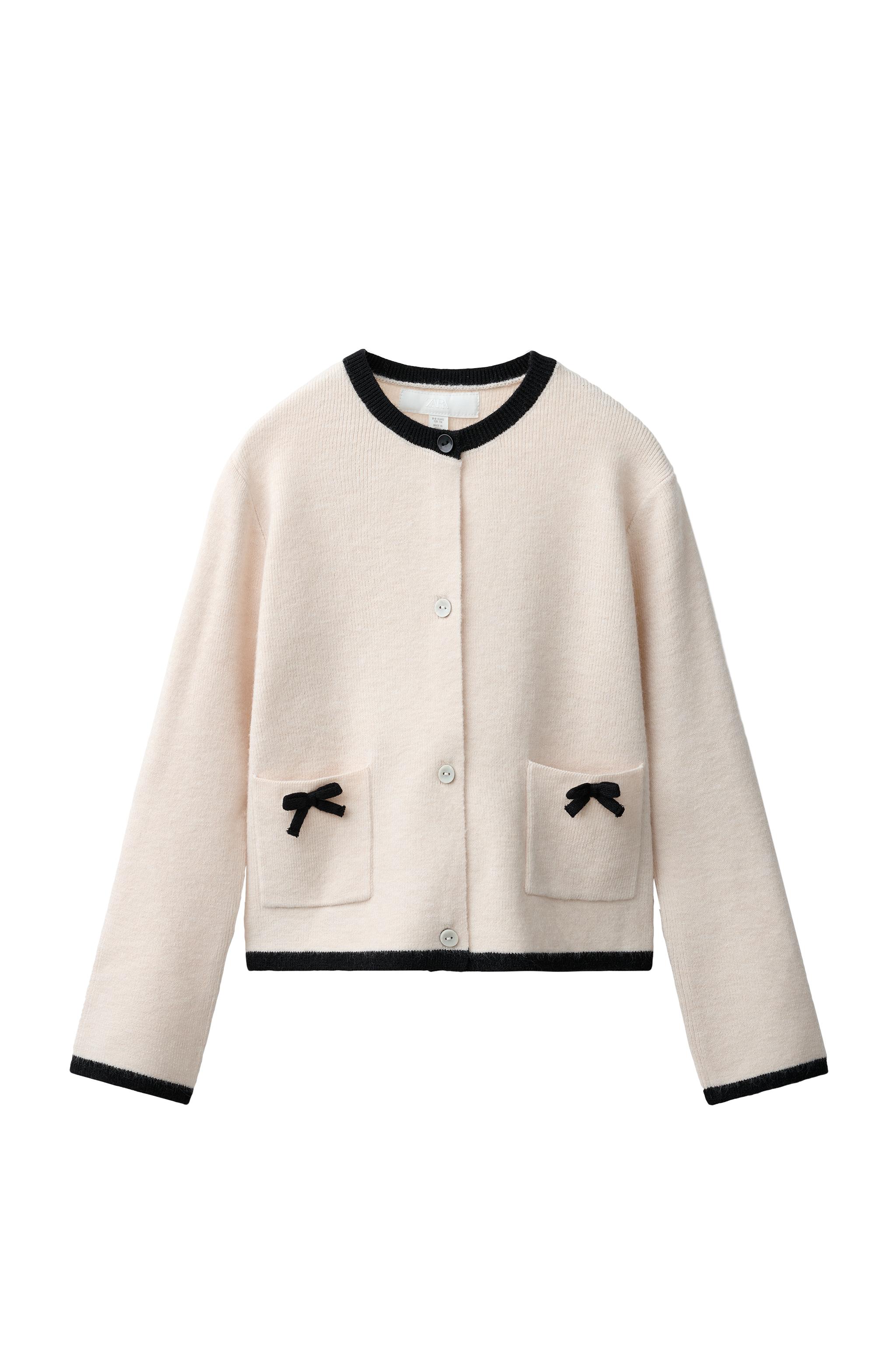 CONTRAST BOW KNIT CARDIGAN - Ecru | ZARA South Africa