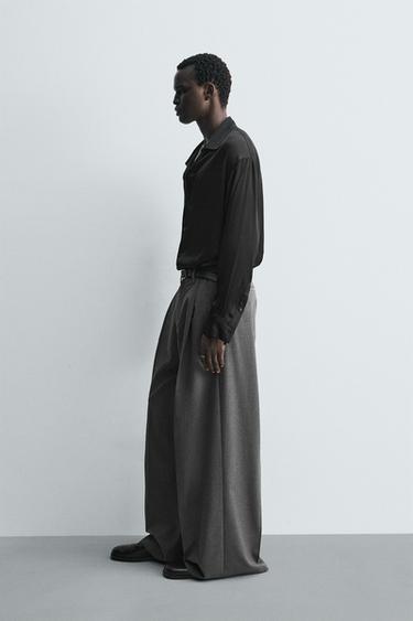 WIDE-LEG PLEATED TROUSERS - Grey by Zara - Image 3