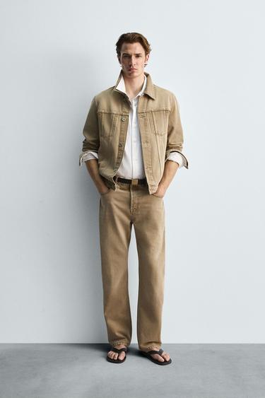 RELAXED FIT JEANS - camel by Zara