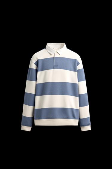 SUDADERA POLO CUELLO CONTRASTE - Crudo / Azul de Zara