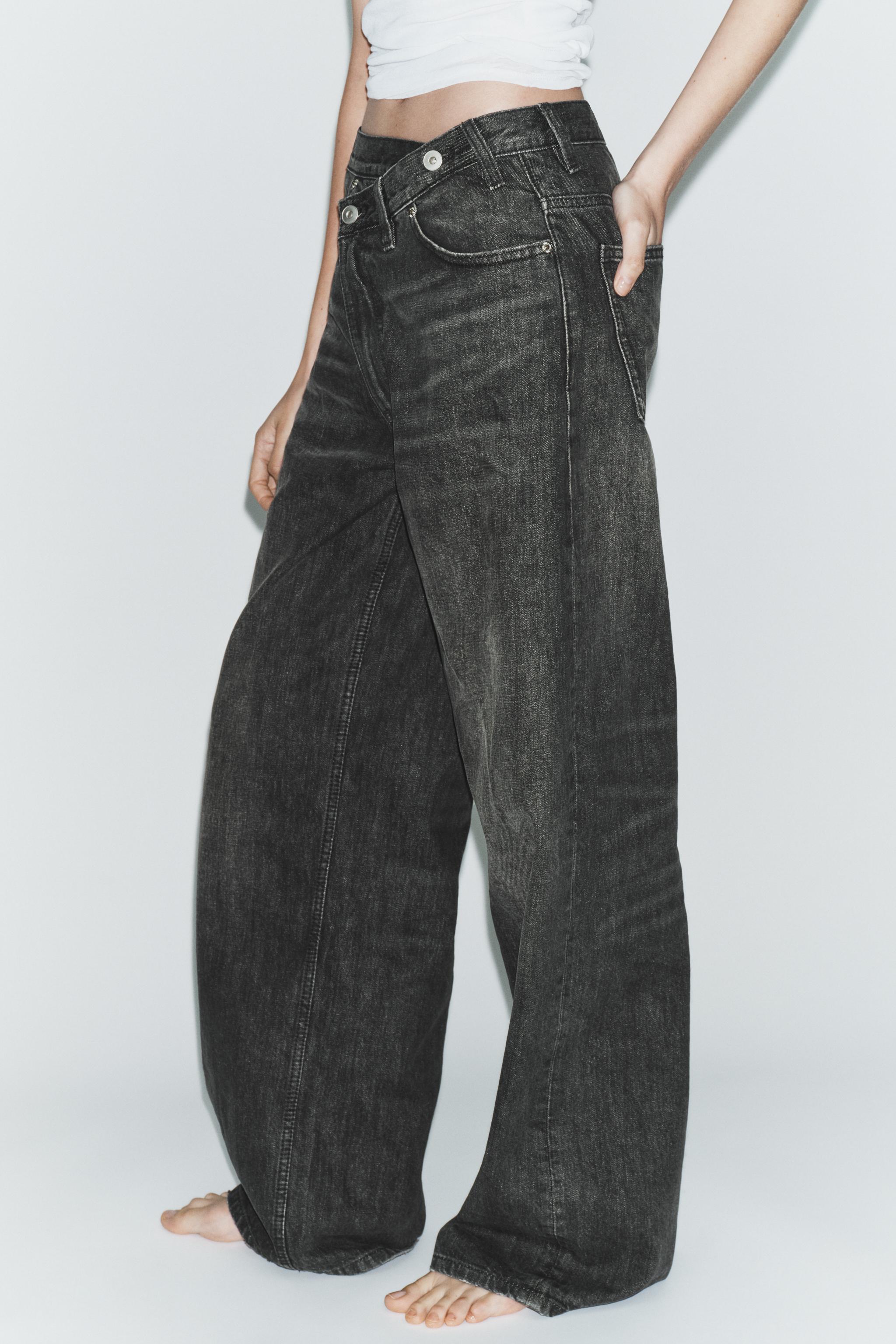 TRF HIGH-WAIST CROSSOVER WAIST WIDE LEG JEANS