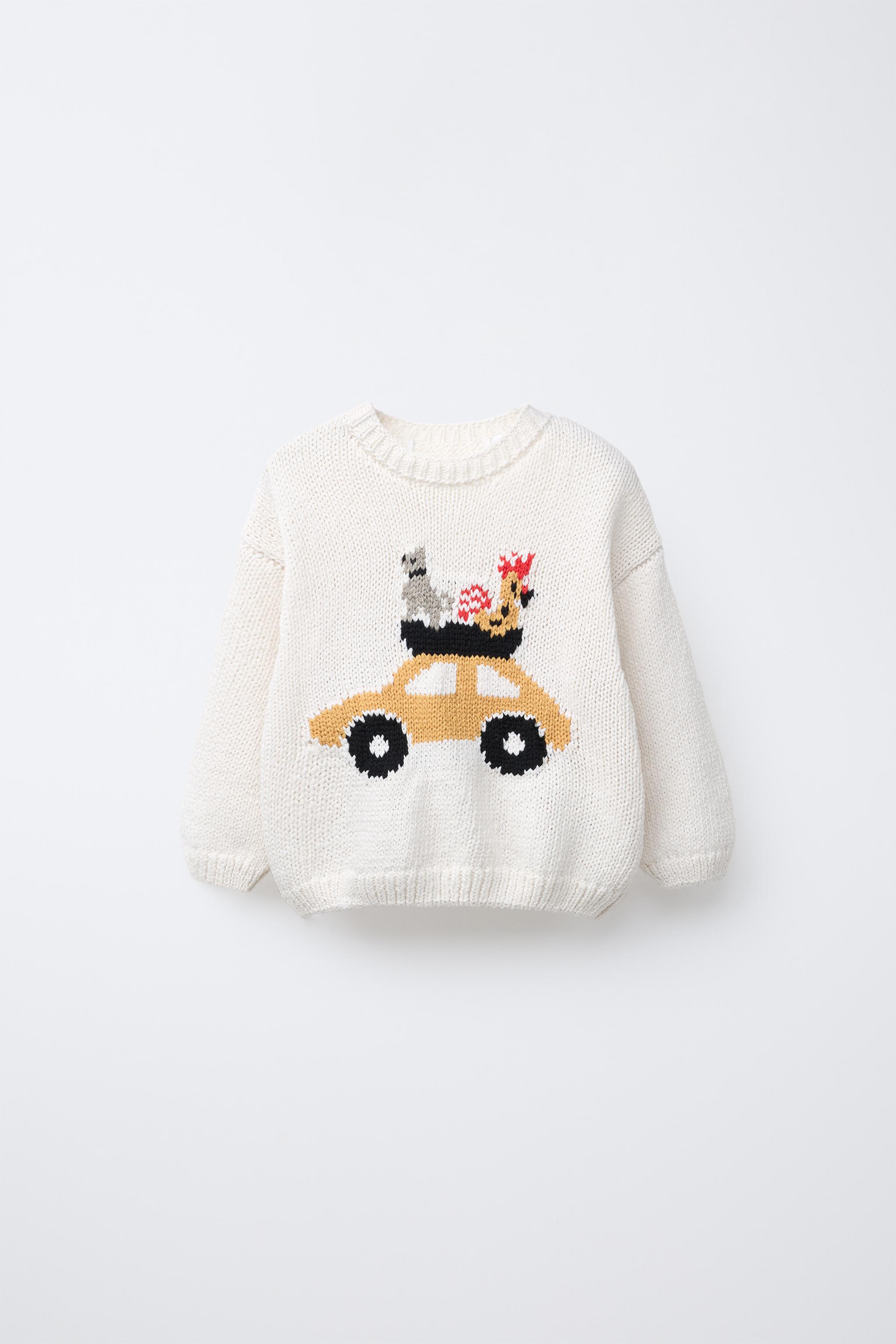 車と動物プリントニットセーター - エクリュ | ZARA Japan / 日本