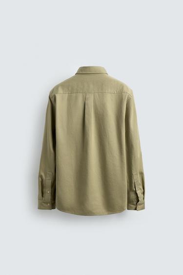 CHEMISE EN JEAN FLUIDE REGULAR FIT - Vert / Écru de Zara - Image 7