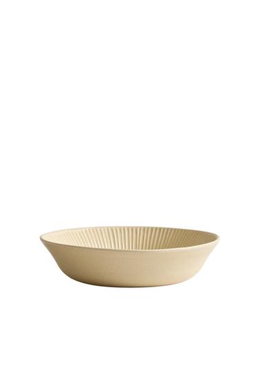 SCORED STONEWARE SOUP PLATE - Dark beige by Zara