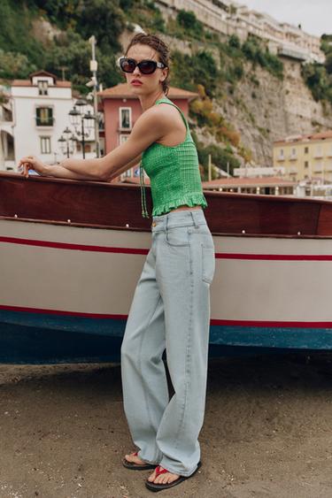 JEANS Z1975 STRAIGHT TIRO ALTO CINTURA ANCHA - Azul claro de Zara