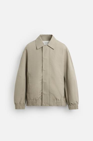 JACKE AUS BAUMWOLLE UND LEINEN - Hellgrau von Zara