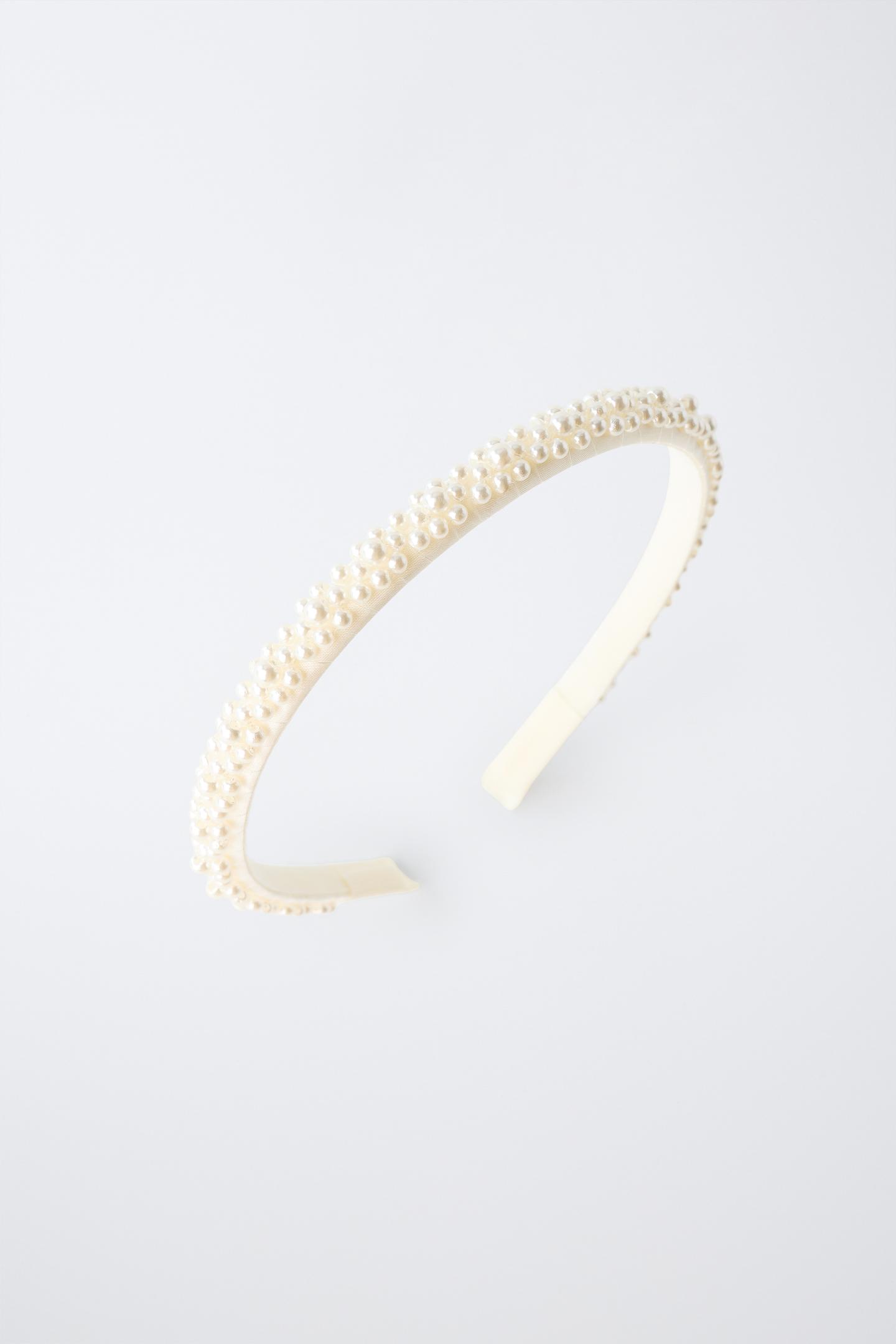 Детские аксессуары для волос Zara Pearl AppliquÉ Headband, цвет: Белый — фото 4