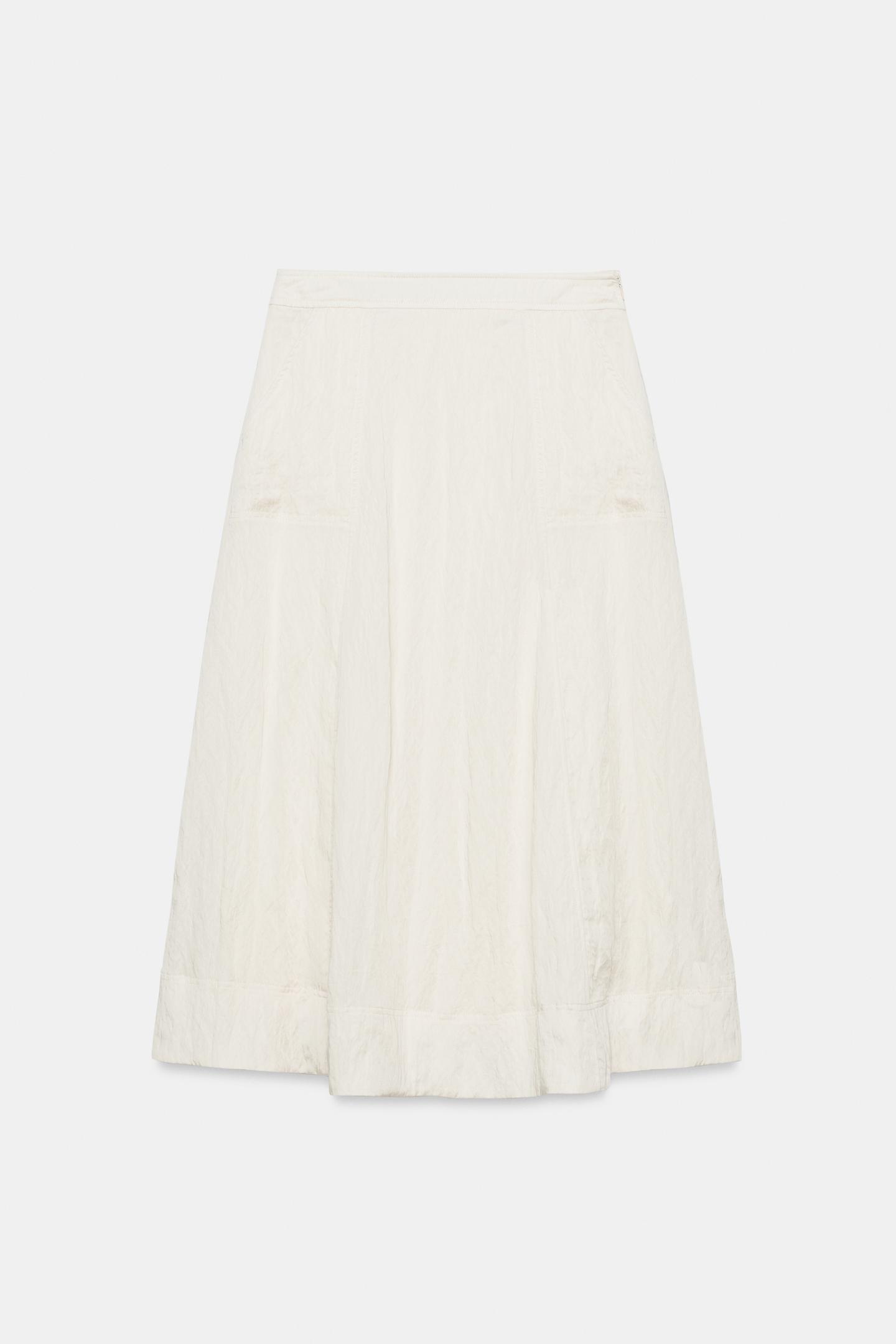 Женская юбка Zara Crinkle-Effect MIDI, цвет: Экрю — фото 6