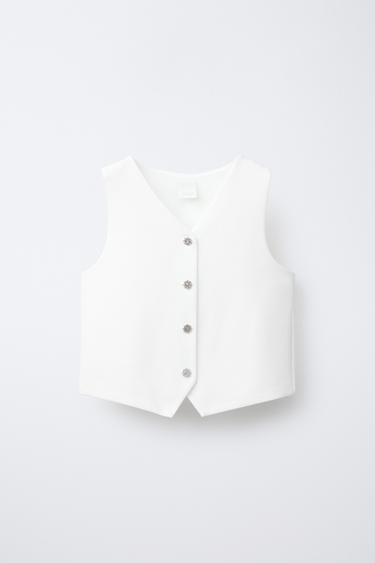 WAISTCOAT WITH JEWEL BUTTONS - Oyster-white by Zara - Image 0