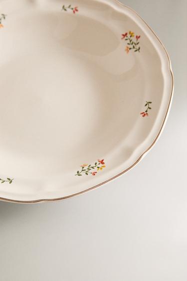 FPORCELAIN SOUP PLATE WITH FLORAL PRINT - Cream by Zara - Image 2