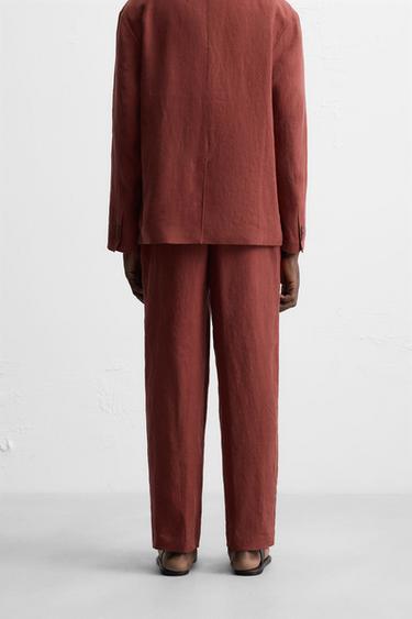 100% LINEN SUIT TROUSERS - Red / Black by Zara - Image 2