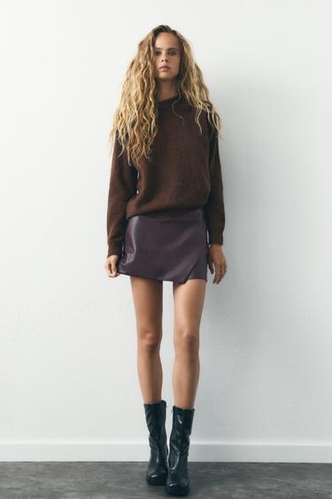 CALÇA-SAIA ASSIMÉTRICA DE POLIURETANO - Bordô da Zara