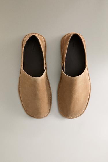 LEATHER FOLD-DOWN SLIPPERS - Light beige by Zara - Image 2