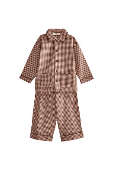 CONJUNTO DE PIJAMA INFANTIL DE FLANELA COM XADREZ PEQUENO - Rosa da Zara