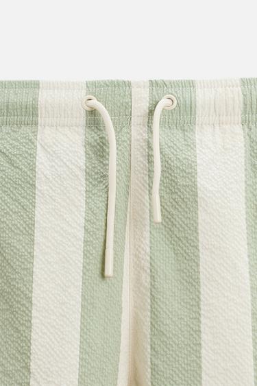REGULAR STRIPED SWIMMING TRUNKS - Light khaki by Zara - Image 8