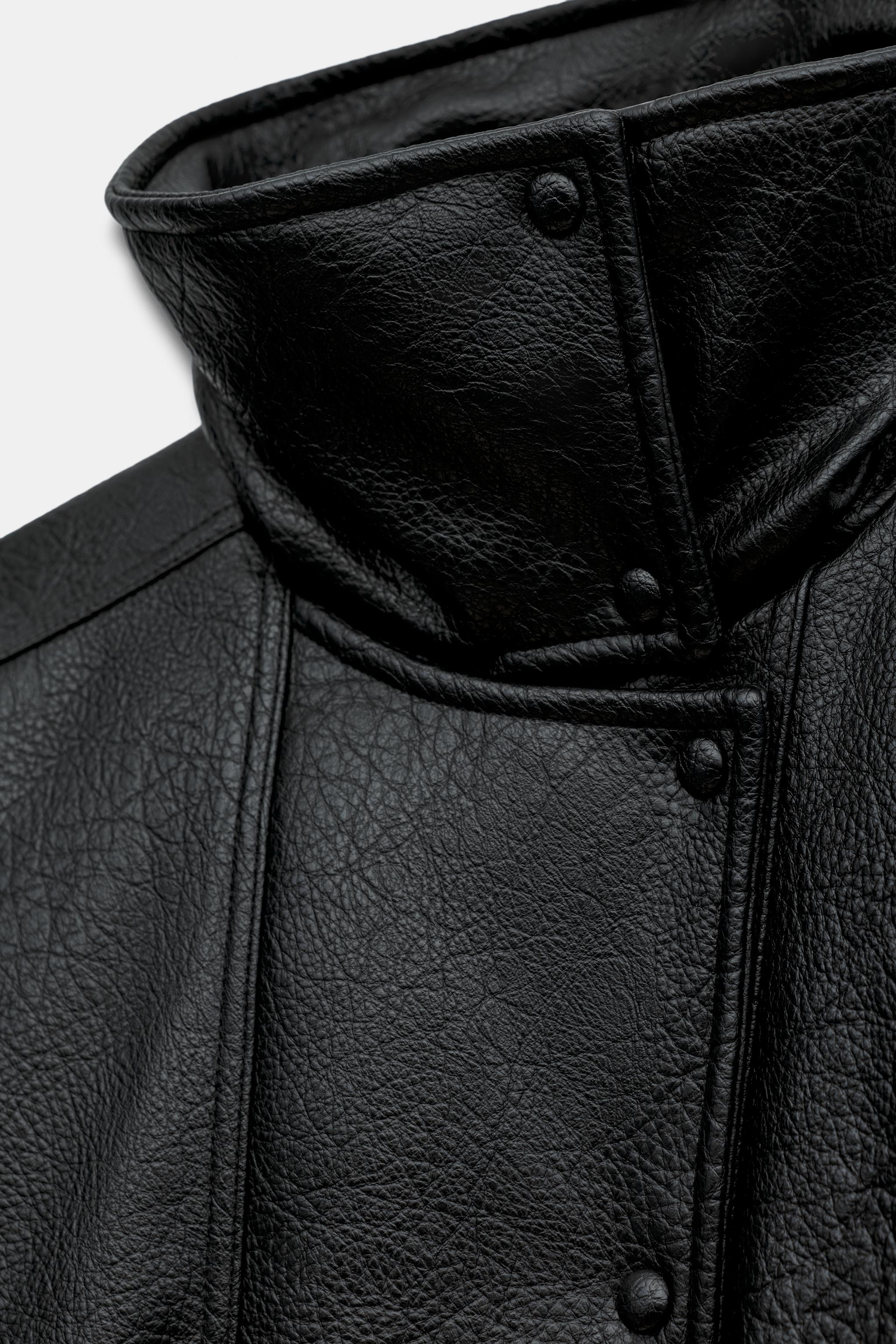 FAUX LEATHER BELTED JACKET