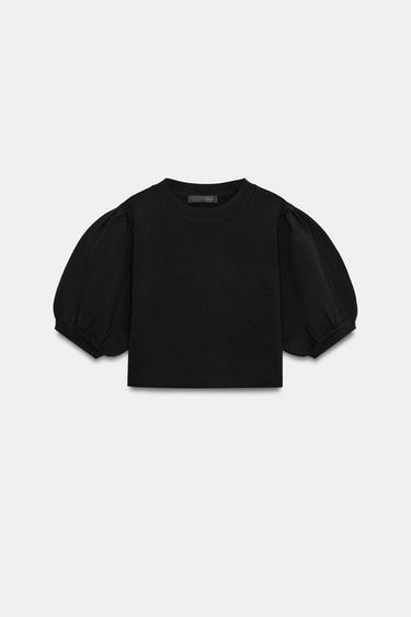 TOP EN MAILLE À MANCHES BOUFFANTES - Noir de Zara - Image 5