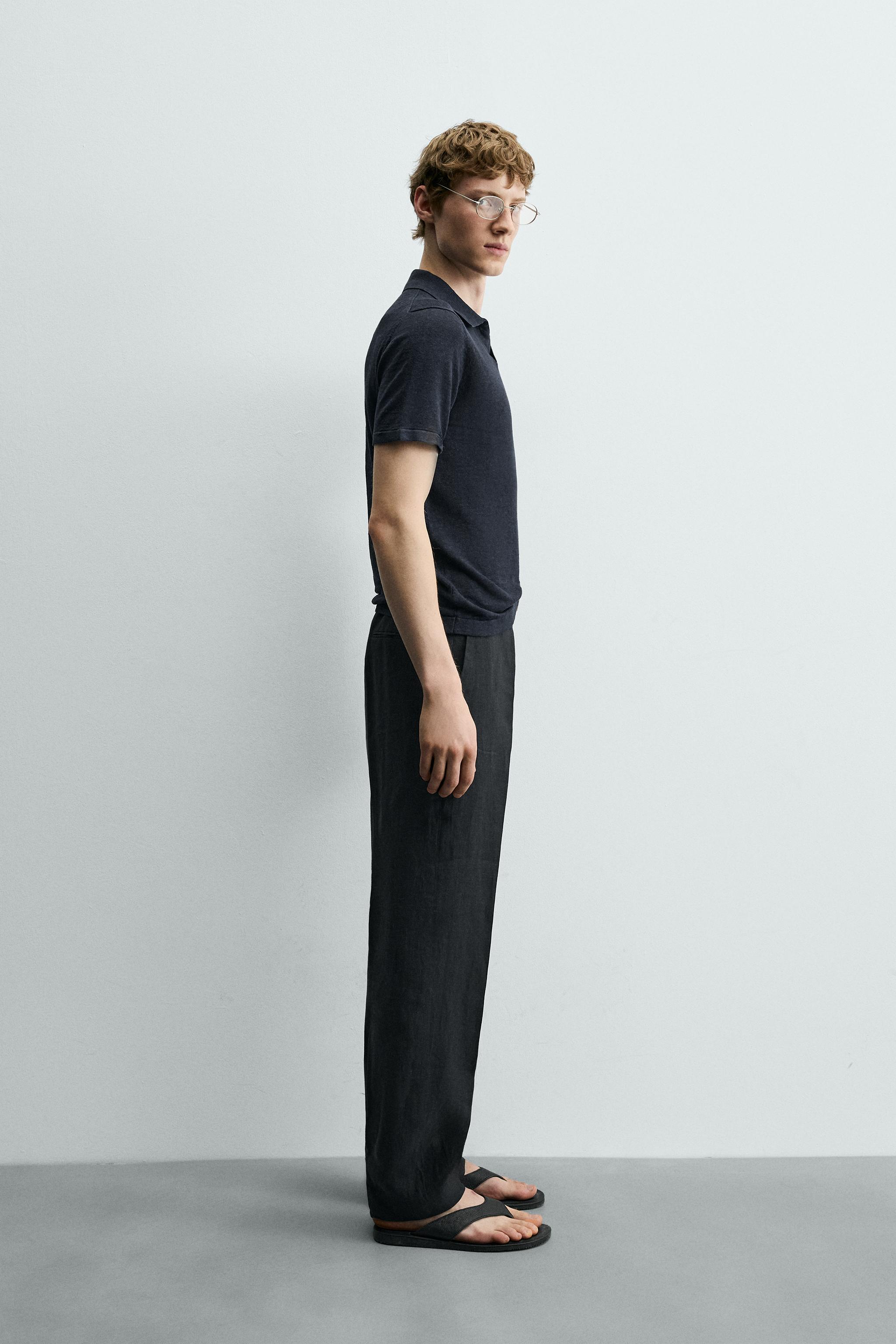 REGULAR FIT 100% LINEN KNIT POLO SHIRT
