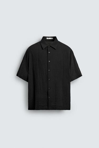 FLOWING TEXTURED SHIRT - Black by Zara