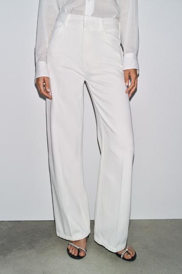 WIDE FLOWING TROUSERS ZW COLLECTION - Oyster-white by Zara