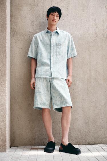 Zara 刮痕牛仔襯衫 - 淡藍色