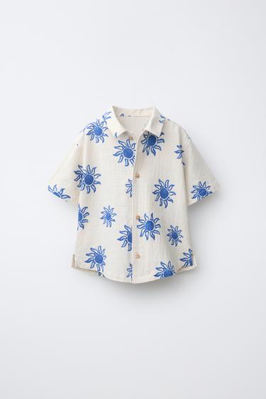 SUN PRINT SHIRT - Ecru / Blue by Zara