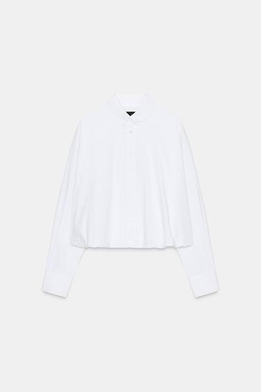 Zara BALLOON POPLIN SHIRT - Oyster-white