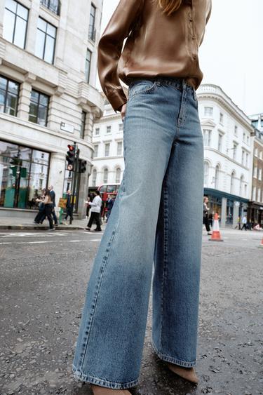 Zara Z1975 HIGH-WAISTED WIDE LEG LOOSE FIT JEANS - Faded blue