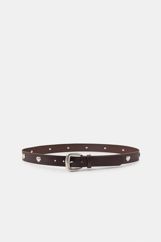 100% LEATHER HEART STUDDED BELT from Zara - $49.90