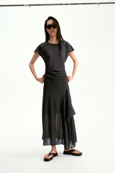 Zara 垂褶針織上衣 - 深海藍色