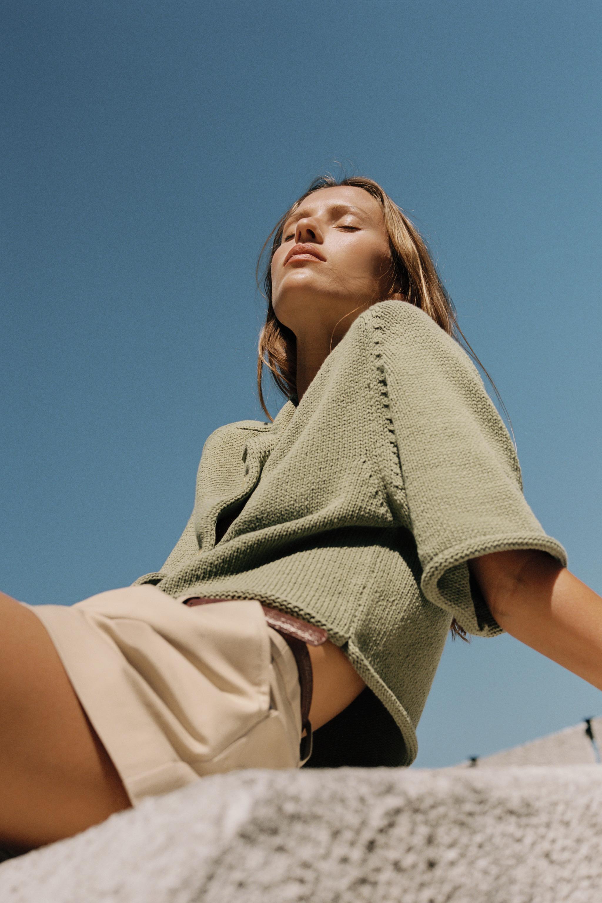 KNIT CARDIGAN WITH THREE-QUARTER SLEEVES