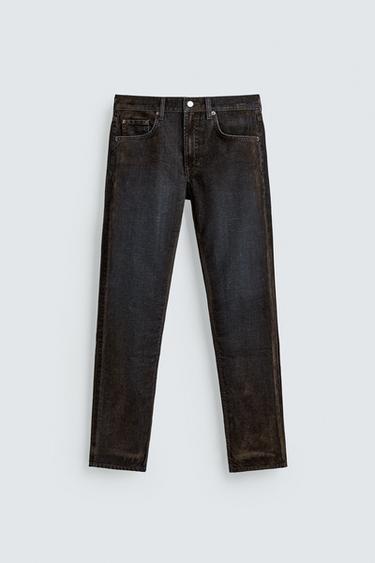 QUẦN JEANS DÁNG RELAXED FIT VẢI NHUNG FLOCK - Màu nâu từ Zara