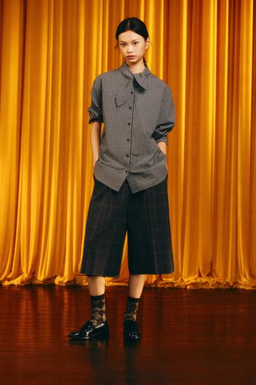 CHECK POPLIN SHIRT WITH SCARF PRINT - Black / White by Zara