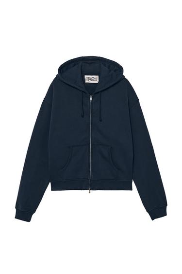 ΦΟΥΤΕΡ CROPPED FIT ΜΕ ΦΕΡΜΟΥΑΡ ΚΑΙ ΚΟΥΚΟΥΛΑ - Μπλε του Zara