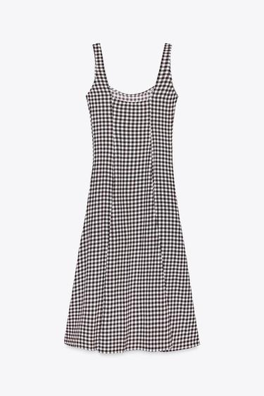 GINGHAM CHECK DRESS - Brown by Zara - Image 4