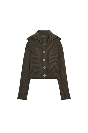 RIB KNIT CARDIGAN WITH BUTTONS