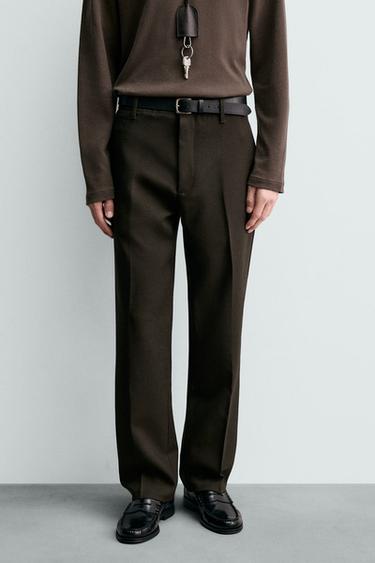 PANTALON CHINO 100% LAINE ORIGINS - Marron foncé de Zara