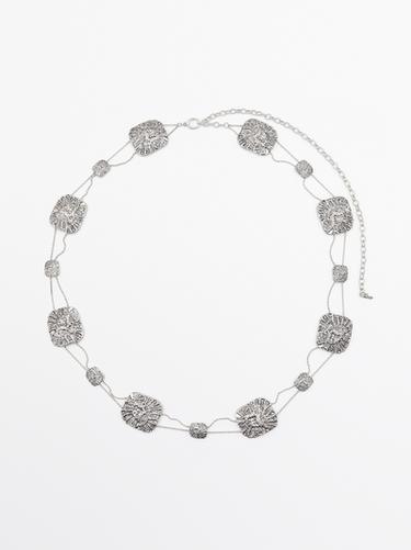 Ceinture chaîne et médaille texturée - Argent de Zara - Image 0