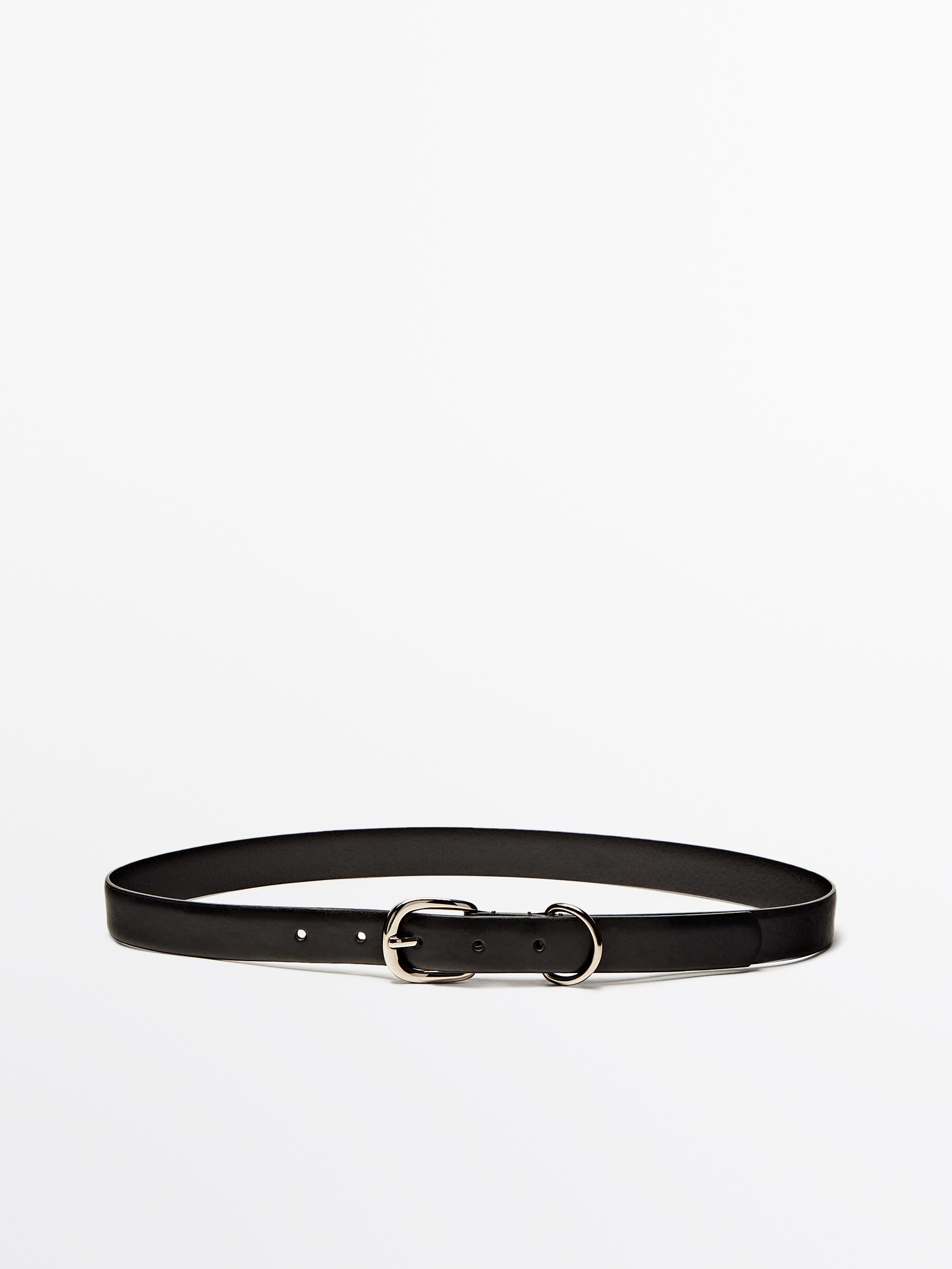 Leather belt with metal loop - Black | ZARA United States