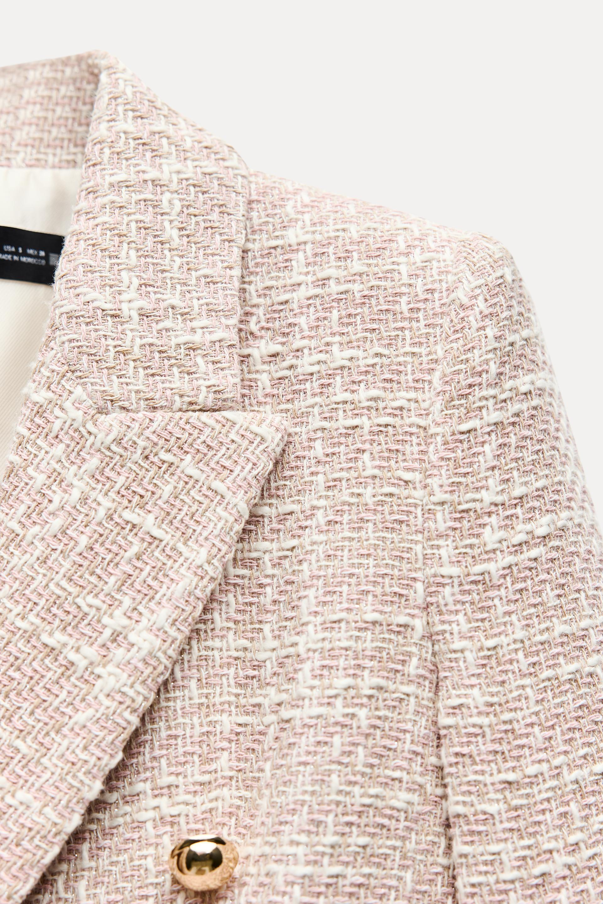 ZARA　テクスチャー素材ダブルブレストブレザー　XSサイズ ZARA テクスチャー素材ダブルブレストブレザー XSサイズ