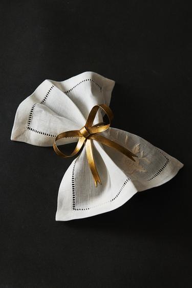 PACK OF CHRISTMAS NAPKIN RINGS WITH BOW (PACK OF 2) - Gold by Zara