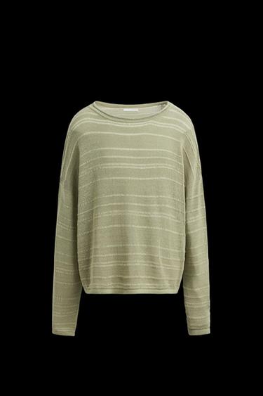 STRIPED JACQUARD SWEATER - Light green by Zara - Image 0