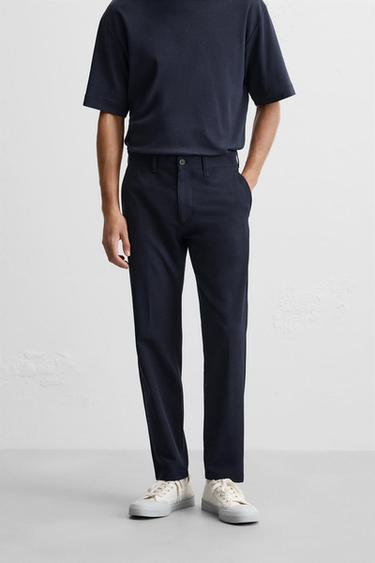 CALÇA COM TEXTURA COMFORT - Azul-vigoré da Zara