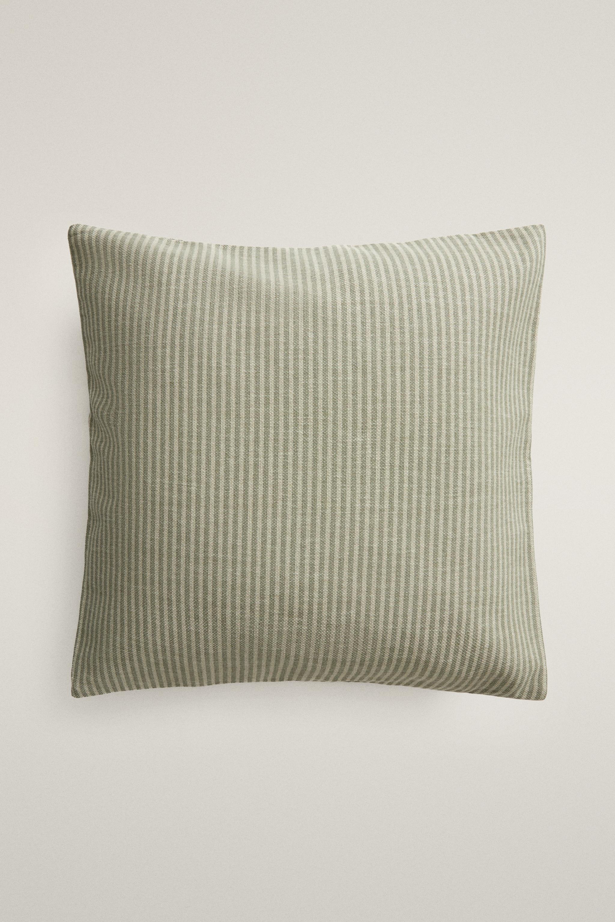 STRIPED COTTON THROW PILLOW COVER