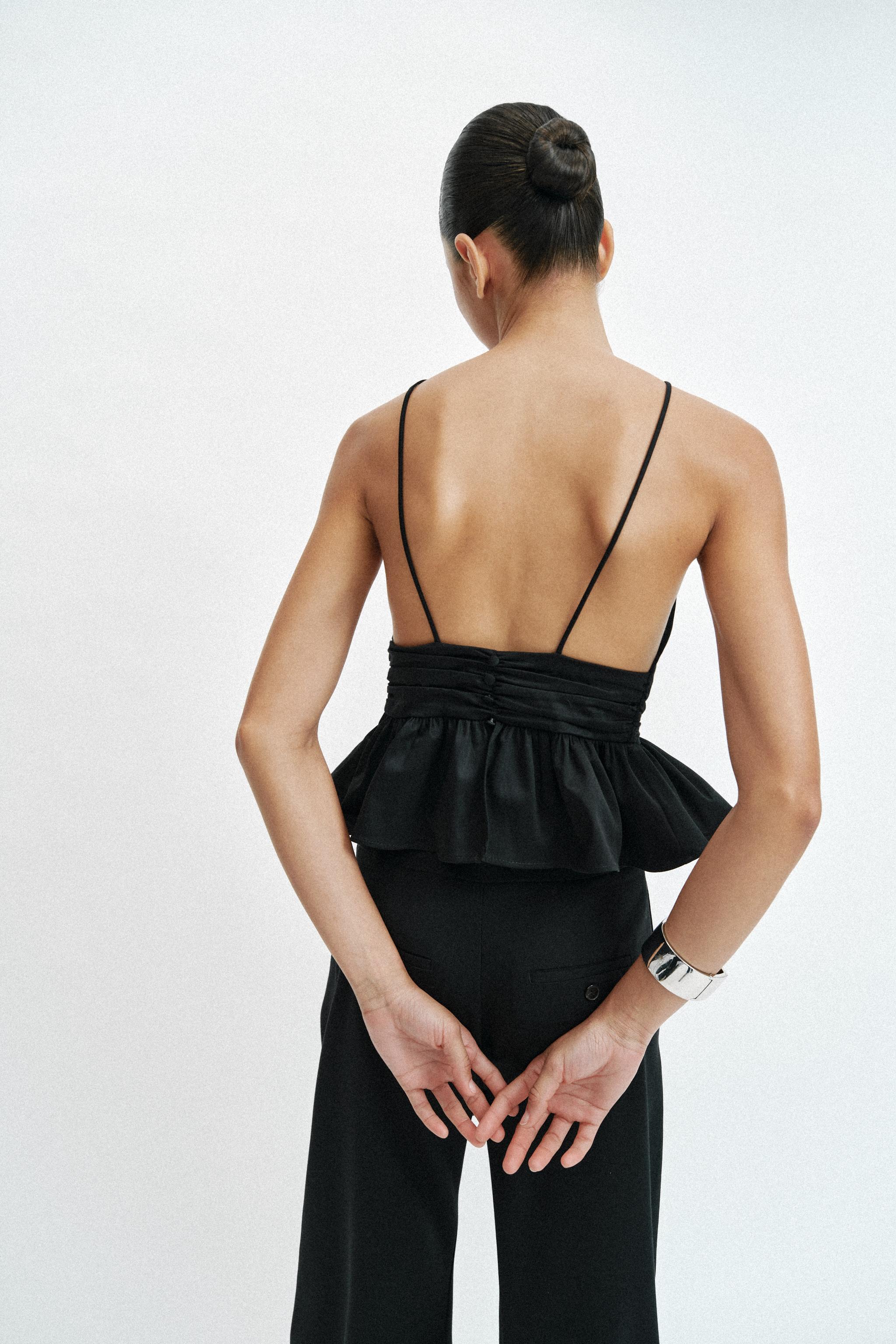 HALTER PEPLUM TOP - Black | ZARA India