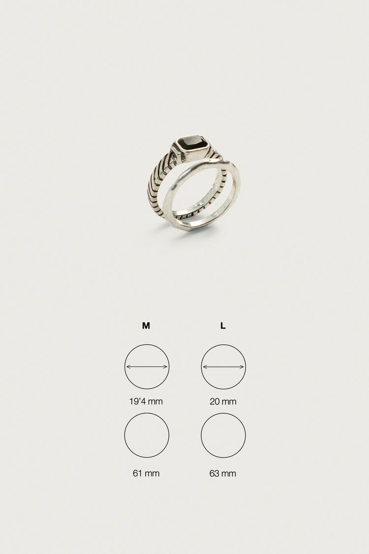 Paquete de 2 anillos de metal combinados 6