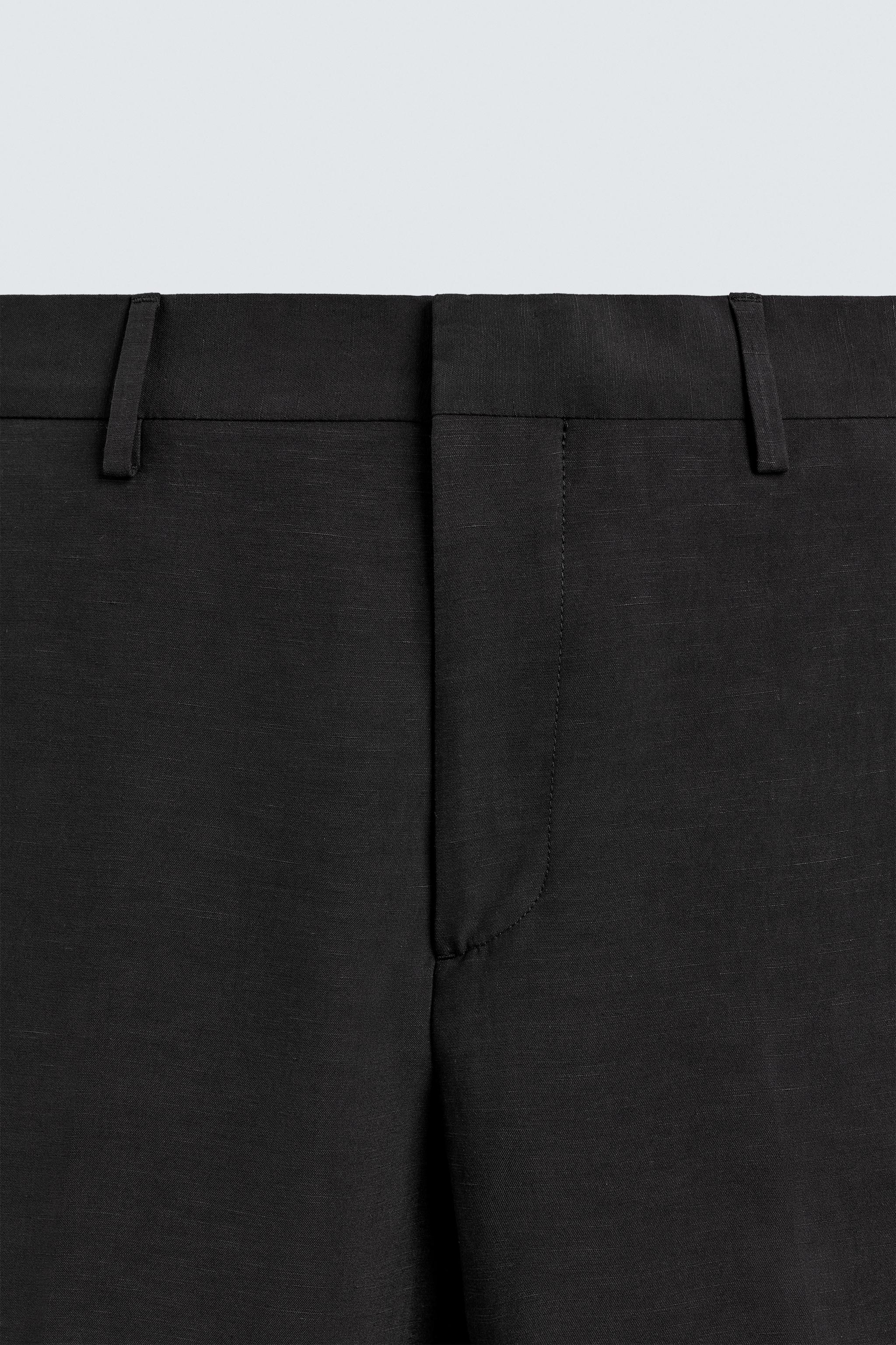 RELAXED FIT VISCOSE-LINEN SUIT PANTS